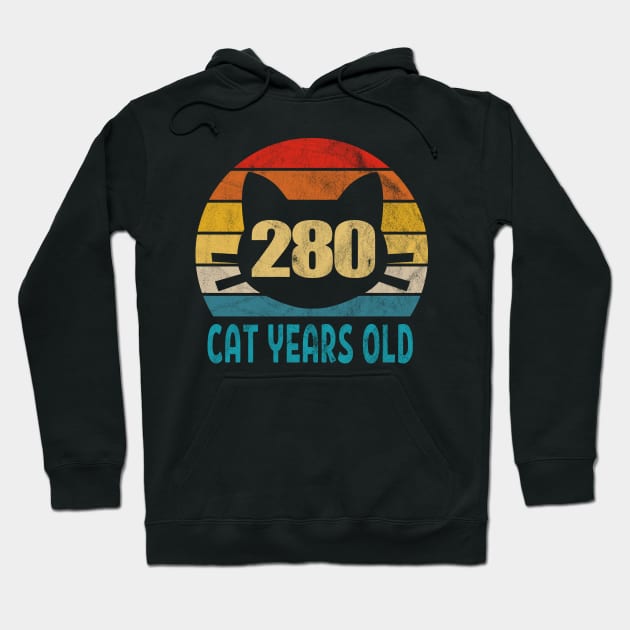 280 Cat Years Old Retro Style 66th Birthday Gift Cat Lovers Hoodie by Blink_Imprints10